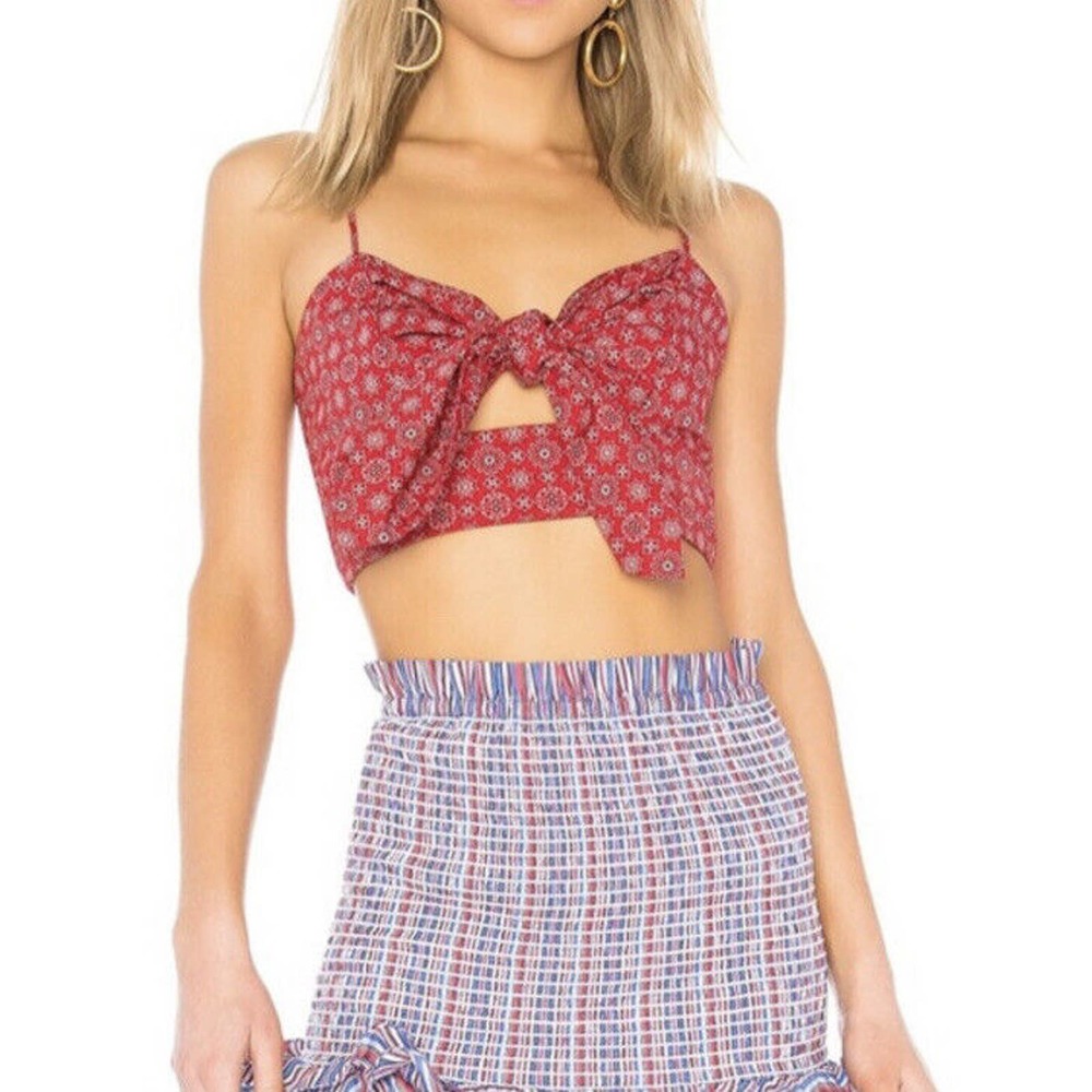 NWT Petersyn April Red‎ Bandana Cropped Top Medium MSRP $280